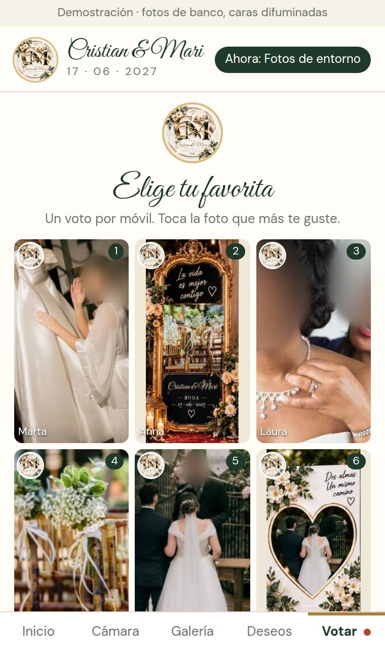 App de fotos de boda: Todos votan la foto de la boda