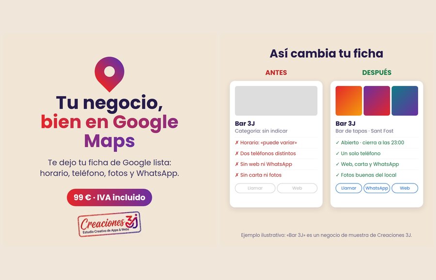 Ficha de Google de un negocio de muestra