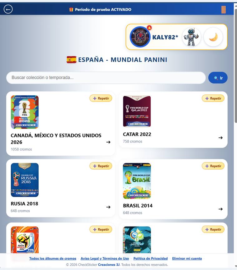 CheckSticker: Cada mundial, con sus cromos contados
